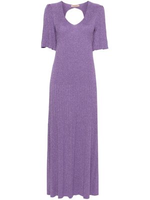 TWINSET lurex ribbed-knit maxi dress - Purple