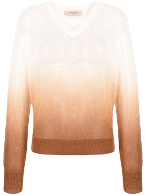 TWINSET ombré-effect fine-ribbed jumper - Brown