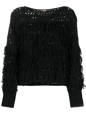TWINSET open-knit fringed jumper - Black