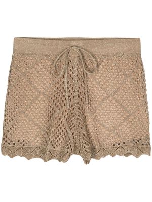 TWINSET open-knit lurex shorts - Gold