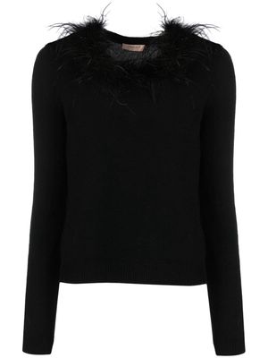 TWINSET ostrich-feather fine-knit jumper - Black