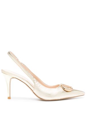 TWINSET Oval T 80mm metallic leather pumps - Gold