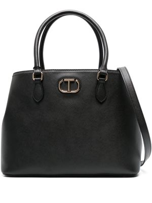 TWINSET Oval T faux-leather tote bag - Black