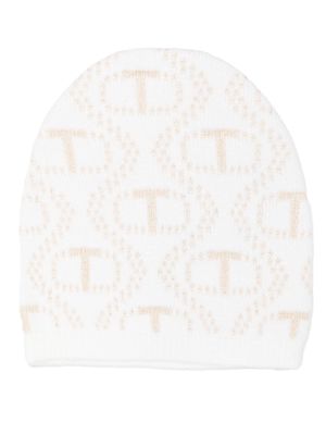 TWINSET Oval T-jacquard beanie - White