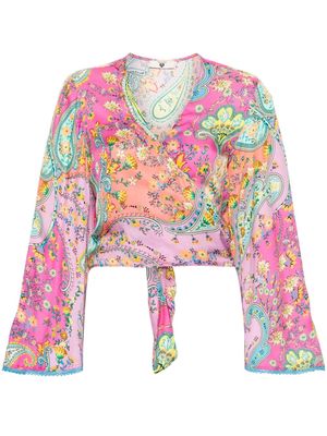 TWINSET paisley-print cropped blouse - Pink