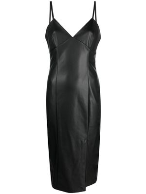TWINSET panelled faux-leather slip dress - Black