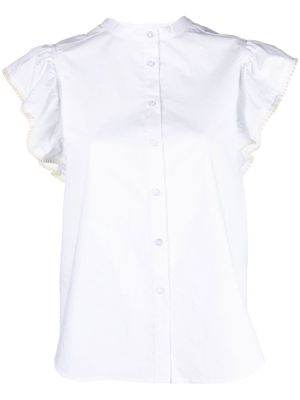 TWINSET pearl-trim buttoned blouse - White