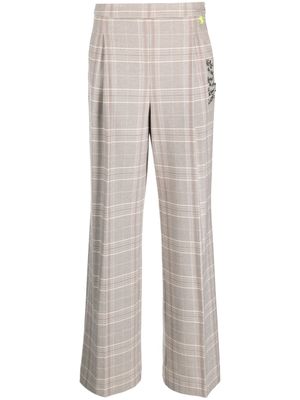 TWINSET plaid-check slogan-embroidered tailored trousers - Neutrals