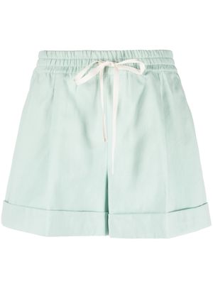 TWINSET pleat-detail drawstring-waist shorts - Green