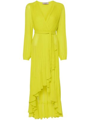 TWINSET pleated georgette maxi dress - Yellow