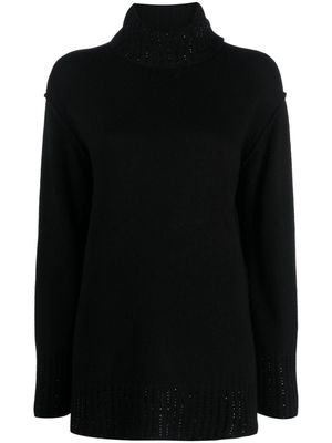 TWINSET rhinestone-embellished roll-neck jumper - Black