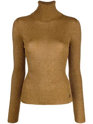 TWINSET ribbed-knit glitter jumper - Gold