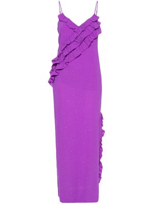 TWINSET ruffle-detail coupé maxi dress - Purple