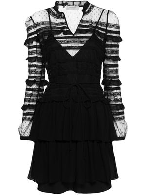 TWINSET ruffled mesh mini dress - Black