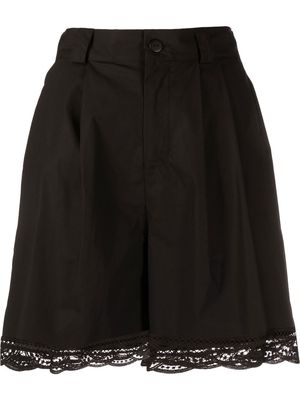 TWINSET scallop-edge high-waist shorts - Black