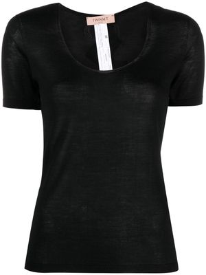 TWINSET semi-sheer silk T-shirt - Black