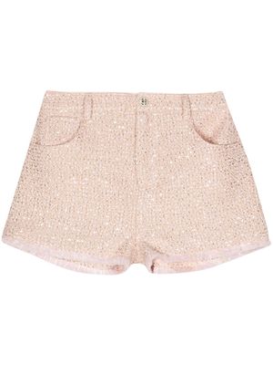 TWINSET sequin-embellished bouclé shorts - Pink