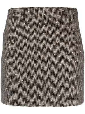 TWINSET sequin-embellished herringbone miniskirt - Black