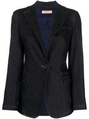 TWINSET single-breasted cotton-blend blazer - Blue
