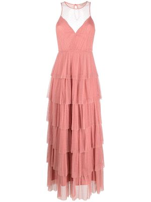 TWINSET sleeveless tiered long dress - Pink