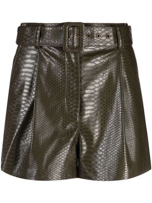 TWINSET snakeskin-effect belted mini shorts - Green