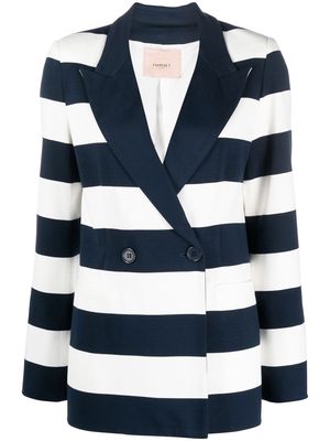 TWINSET stripe-print double-breasted blazer - Blue