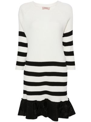 TWINSET stripe-print flounce-hem dress - White