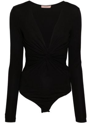 TWINSET V-neck gathered bodysuit - Black