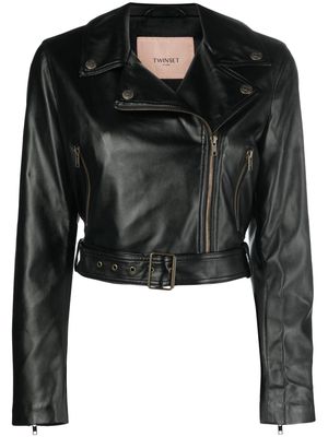 TWINSET zip-up biker jacket - Black