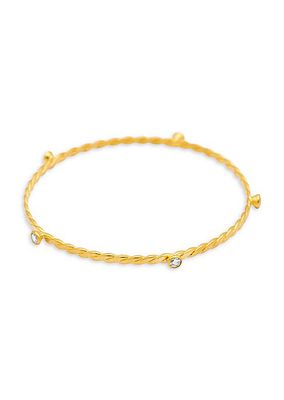 Twist 22K & 24K Yellow Gold & Diamond Twist Bangle