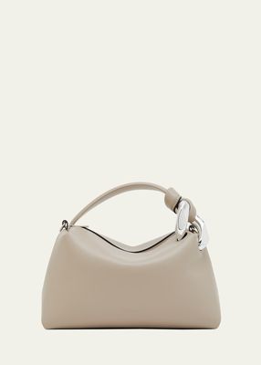Twisted Embellished Leather Top-Handle Bag