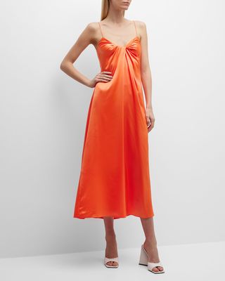 Twisted Fluid Satin Cami Slip Gown