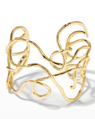 Twisted Gold Large Cuff Bracelet
