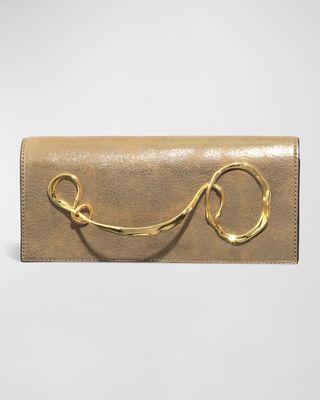 Twisted Metallic Leather Clutch Bag