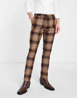 Twisted Tailor Bruin suit pants in brown heritage check