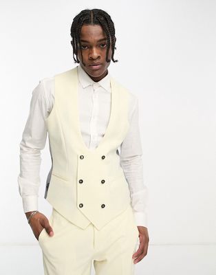 Twisted Tailor buscot suit vest in off white