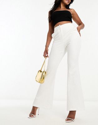 Twisted Tailor jacquard flare suit pants in white
