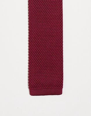Twisted Tailor knitted tie in burgundy-Red