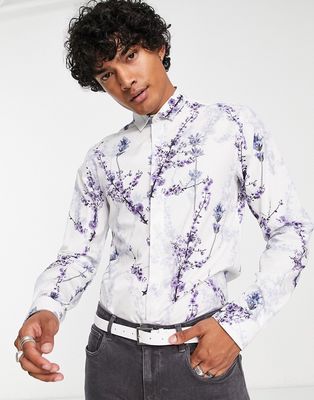 Twisted Tailor lavadino shirt in white with floral print