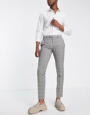 Twisted Tailor melcher skinny fit suit pants in tonal brown plaid