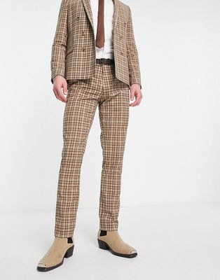 Twisted Tailor mepstead suit pants in beige prince of wales check-Neutral