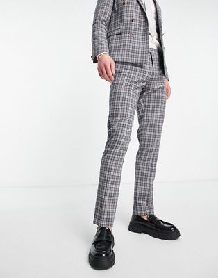 Twisted Tailor mepstead suit pants in gray prince of wales check
