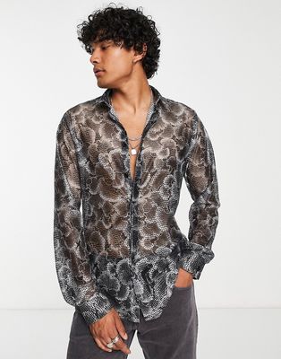 Twisted Tailor muir shirt in gray floral lace