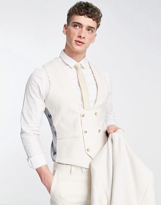Twisted Tailor pegas suit vest in off white