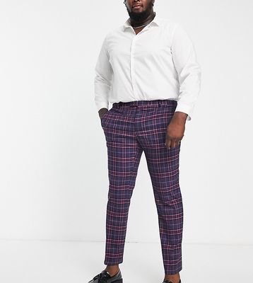 Twisted Tailor Plus ladd suit pants in navy and pink tartan check