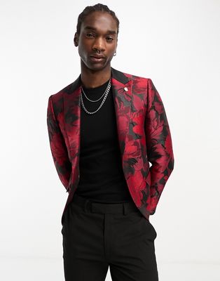 Twisted Tailor redmon floral suit jacket in red