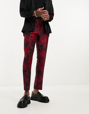 Twisted Tailor redmon floral suit pants in red