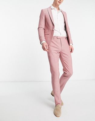 Twisted Tailor schaar suit pants in pink cotton texture