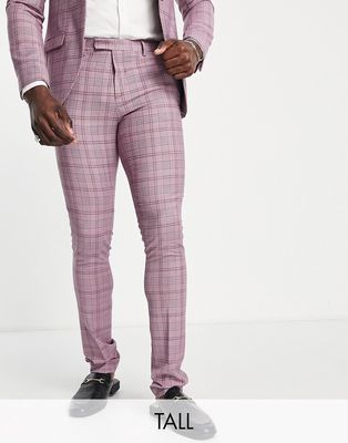 Twisted Tailor Tall suchet skinny fit suit pants in tonal purple plaid