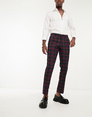 Twisted Tailor wool plaid suit pants in green